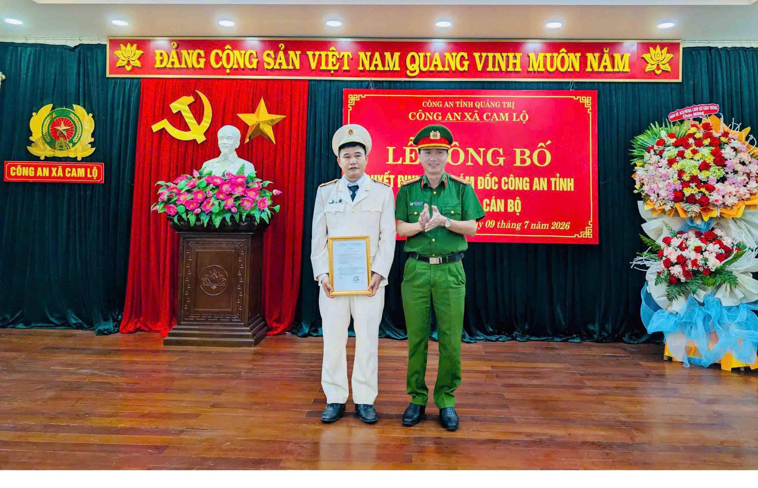 Công bố quyết định điều động, bổ nhiệm Phó Trưởng Công an xã Cam Lộ