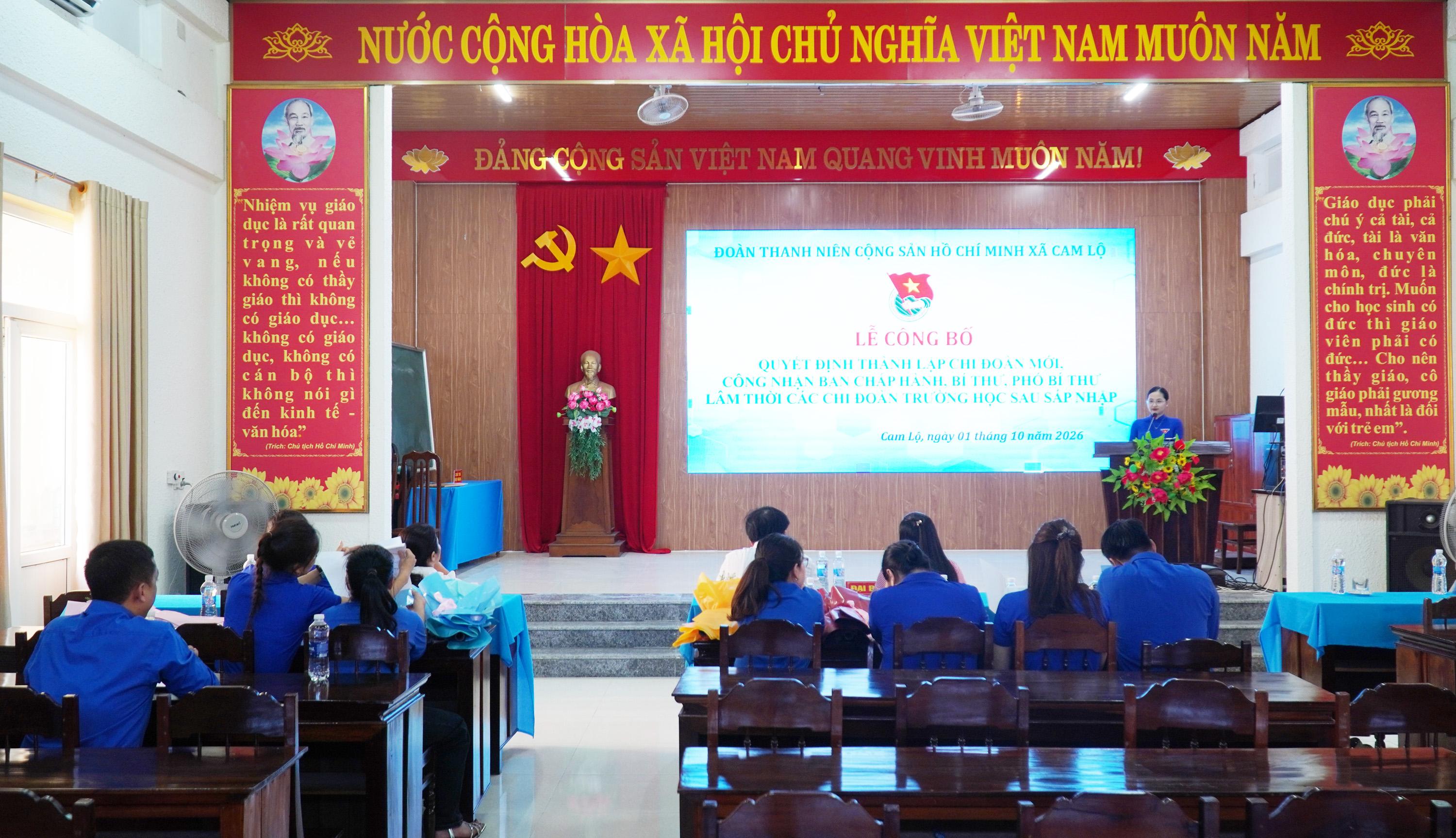 Đoàn xã Cam Lộ kiện toàn tổ chức Đoàn tại các trường học sau sắp xếp